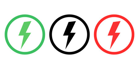 Lightning bolt icons set. Electric power vector simple isolated vectorのイラスト素材