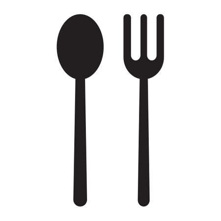 Fork and Spoon simple flat icon. Restaurant sign vector illustration isolatedのイラスト素材