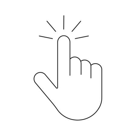 Hand click icon. Clicking finger pointer vector outline symbol isolatedのイラスト素材