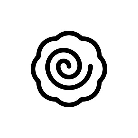 Narutomaki or kamaboko surimi vector outline icon. Traditional Japanese naruto steamed fish cake with swirl in the center. Topping for ramen noodle soup isolated illustration.のイラスト素材