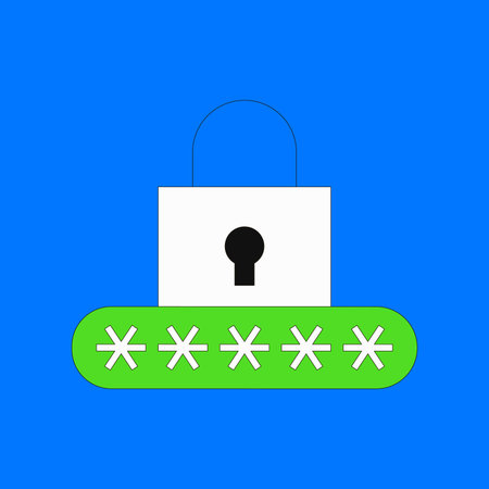 Password protection vector illustration Padlock with password entry field isolated on blue...