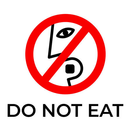 Do not eat desiccant icon. Warning eat silica forbidden symbolのイラスト素材