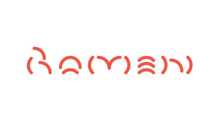 Ramen lettering logo in line style. Custom type ramen logo. Asian noodles letters. Japanese soup icon for cafe, food delivery, store, menu collectionのイラスト素材