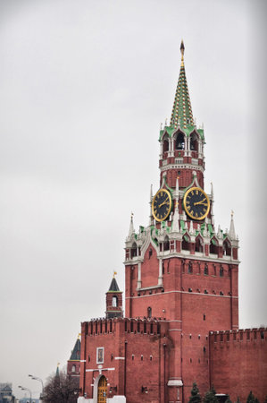 The clock tower of Kremlin, Moscow, Russiaの写真素材