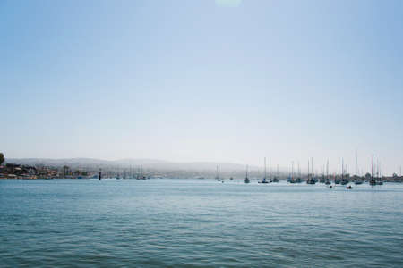 Marina in the bay of Pacific oceanの写真素材