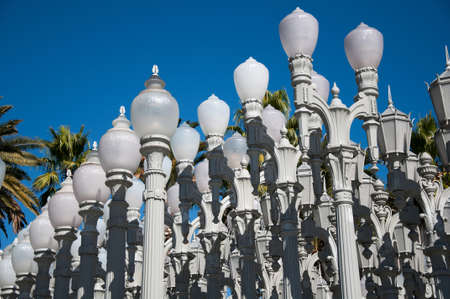 Street light on the background of white skyの写真素材