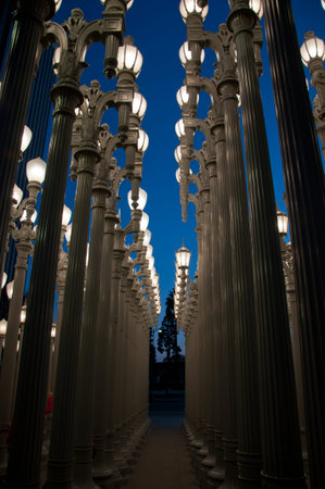 Street light on the background of white sky
