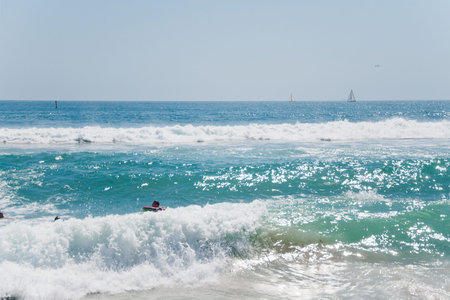 Waves in ocean in summer in sunny day