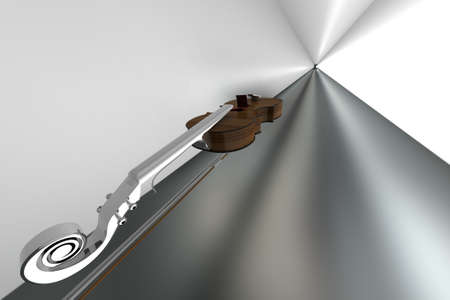 Violin flies through the air from nowhere to nowhere.の写真素材