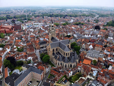Amazing view from above. So impressive and beautiful Brugge. Medieval history around you.Must see for all explorer. View from Drone. From Belgium with Love.の写真素材