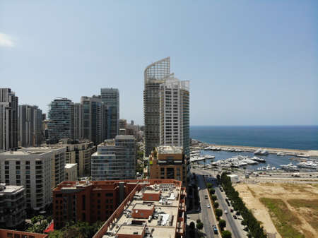 View from above on the Lebanon. Western Asia and Middle East country which is called also Lebanese Republic. Aerial photo created by drone. Beirut - big and beautiful capital.の写真素材