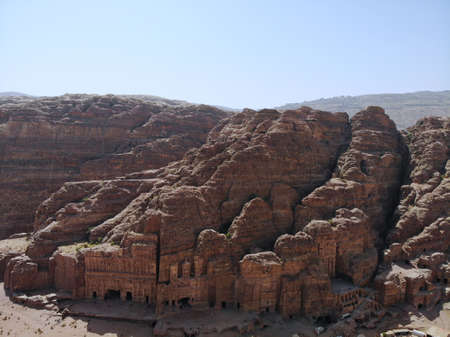 View from above. One of the most important ancient city in the world. the real pearl of all middle east - nabatian city Petra. Great historical place in Jordanの写真素材
