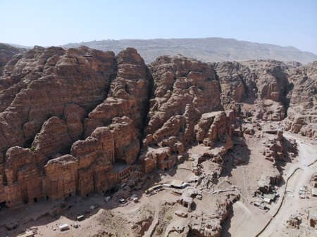 View from above. One of th the real pearl of all middle east - nabatian city Petra. Great historical place in Jordanの写真素材