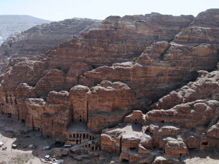 View from above. One of the most important ancient city in the world.  the real pearl of all middle east - nabatian city Petra. Great historical place in Jordanの写真素材