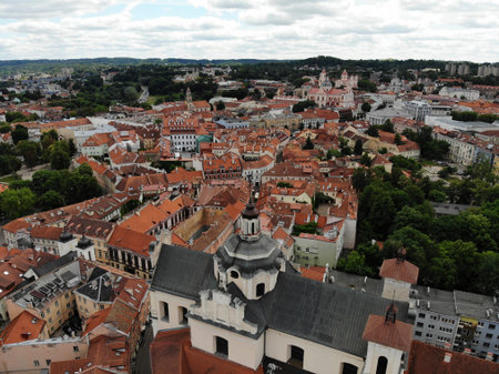 Outstanding view from Above on the beautiful and calm city Vilnus. The capital of european baltic...