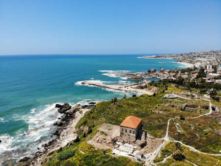 View from above on the Lebanon. Western Asia and Middle East country which is called also Lebanese Republic. Aerial photo created by drone. To many things to do and to many place to go for tourist.の写真素材