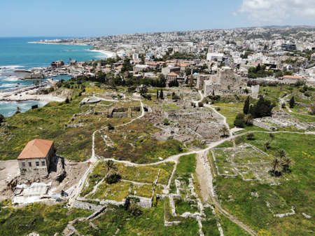 View from above on the Lebanon. Western Asia and Middle East country which is called also Lebanese Republic. Aerial photo created by drone. To many things to do and to many place to go for tourist.の写真素材