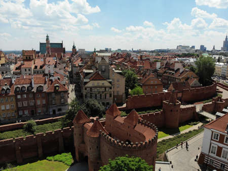 Amazing view from above. The capital of Poland. Great Warsaw. city center and surrondings. Aerial photo created by drone.の写真素材