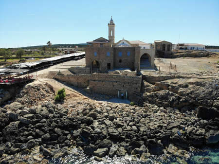 Great aerial view on Cyprus. Aerial vief from Drone. Summertime vacation, happy life. Mountains and Sea.の写真素材