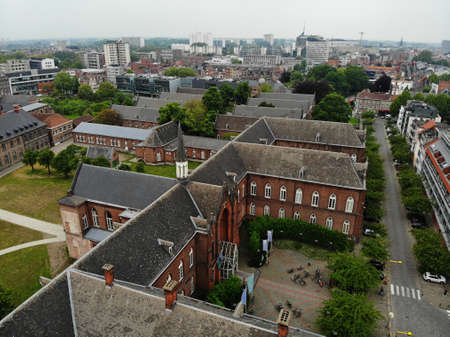 Amazing view from above. Small and comfortable town Gent. Medieval history around you.Must see for all explorer. View from Drone. From Belgium with Love.のeditorial素材