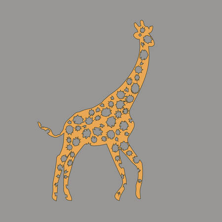 Animal vector illustration. Wild african giraffe. beauty nature in vector design. Good for brand logo, wallpers, background. Simply and trendy flat graphic. From nature set.のイラスト素材
