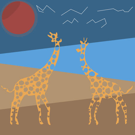 Animal vector illustration. Wild african giraffe. beauty nature in vector design. Good for brand logo, wallpers, background. Simply and trendy flat graphic. From nature set.のイラスト素材