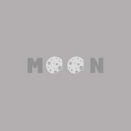 Space theme. Moon satellite. Planet flat design. Good for logo, background, icon etc. Trendy graphic style isolated on backgroundのイラスト素材