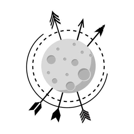 Space theme. Moon satellite. Planet flat design. Good for logo, background, icon etc. Trendy graphic style isolated on backgroundのイラスト素材