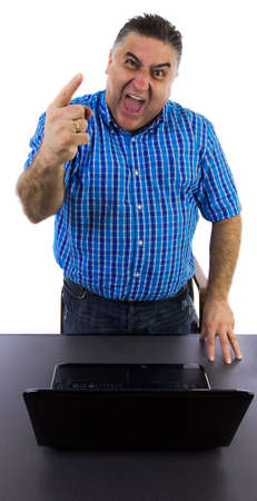 Businessman in full nervous breakdown unleashes his fury without thinking of anything elseの写真素材