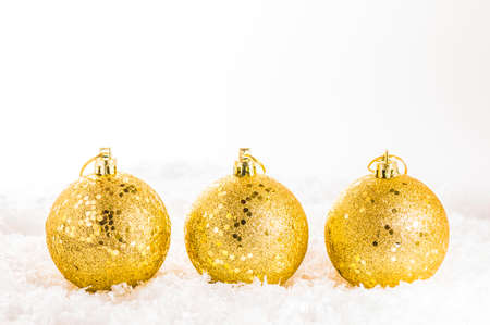Golden chtistmas decorationsの写真素材