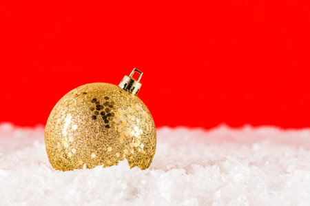 Golden chtistmas decorationの写真素材