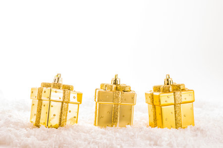 Golden chtistmas decorationsの写真素材