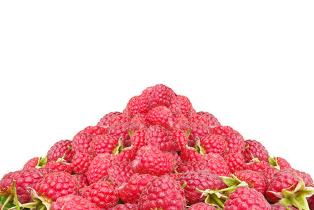 Bunch of raspberries isolated on a white background.の写真素材