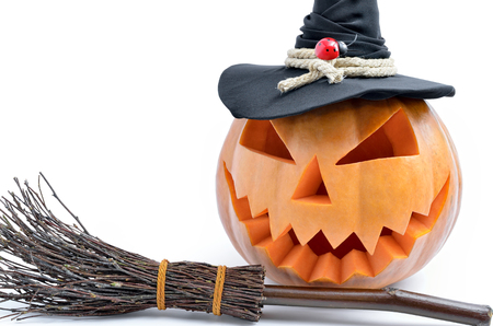 Jack's head of a lantern carved from pumpkin for Halloweenの写真素材