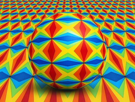 Colorful ball on the background of a multi-colored pattern.の写真素材