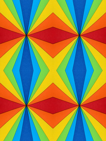A colorful pattern of multi-colored, repeating geometric shapes.