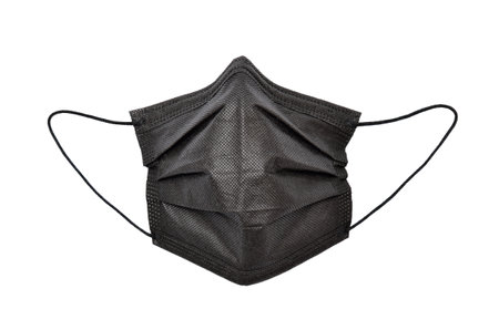 Protective, medical mask in black on a white backgroundの写真素材
