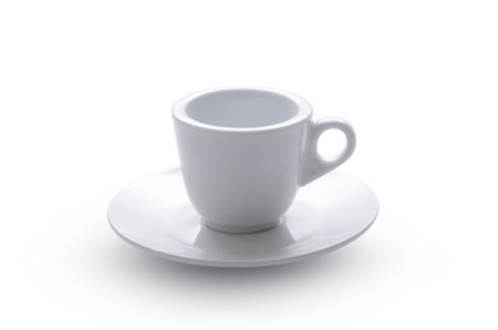 Classic white espresso cup and saucer on a white backgroundの写真素材