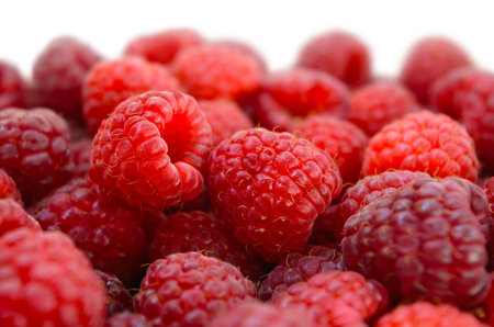 Ripe raspberries, close-up with detailed texture and bright color