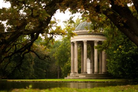 Historic landmark in a castle's garden in Munchen, lovely scene with the park.の写真素材