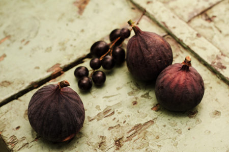 Group of figs and grapes, healthy lifestyle.