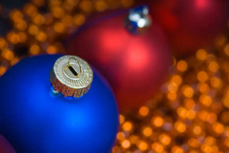 Blue and Red decorations for Christmasの写真素材