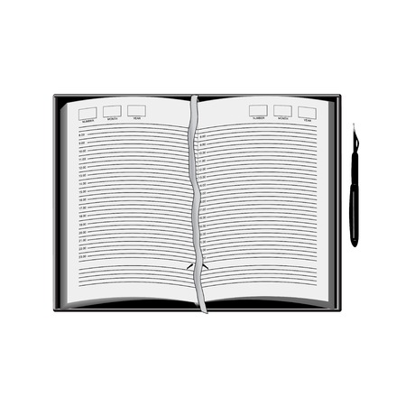 Stock Vector diary with pen in gray tonesのイラスト素材