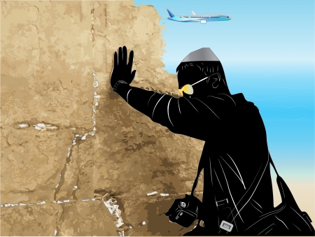 Vector illustration of man on a tourist tripのイラスト素材