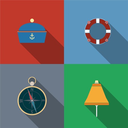 Items relating to the maritime theme in colorのイラスト素材