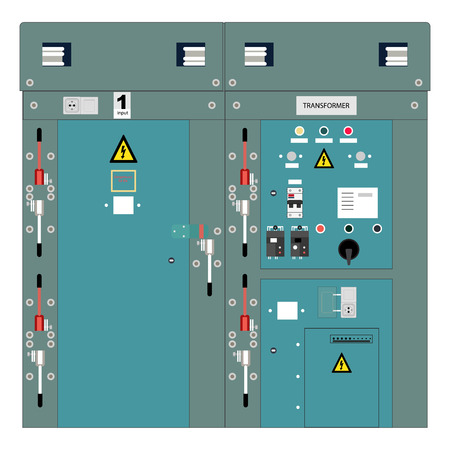 Picture of the electrical panel, electric meter and circuit breakers,high-voltage transformerのイラスト素材