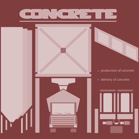 Production of concrete, concrete mixer delivery, the machine is loaded with concreteのイラスト素材