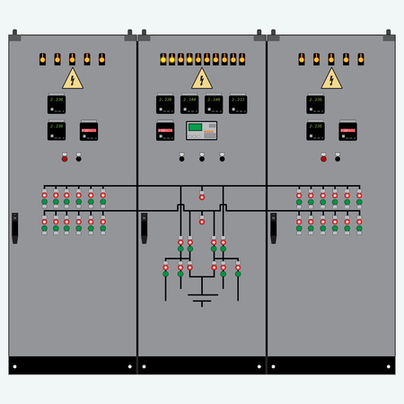 Picture of the electrical panel, electric meter and circuit breakers,high-voltage transformerのイラスト素材