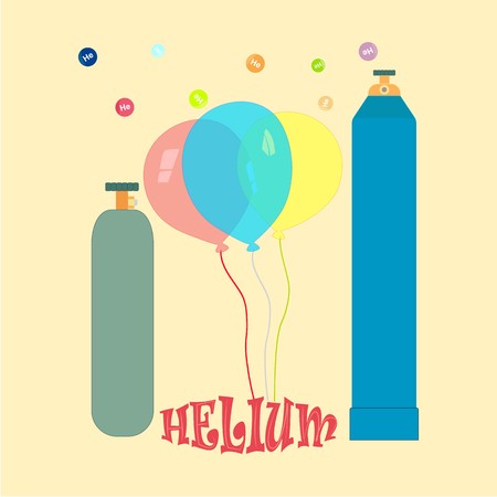 Balloons, metallic cylinders with helium. A picture symbolizing the inflation of the balloons liquefied gas-helium.のイラスト素材