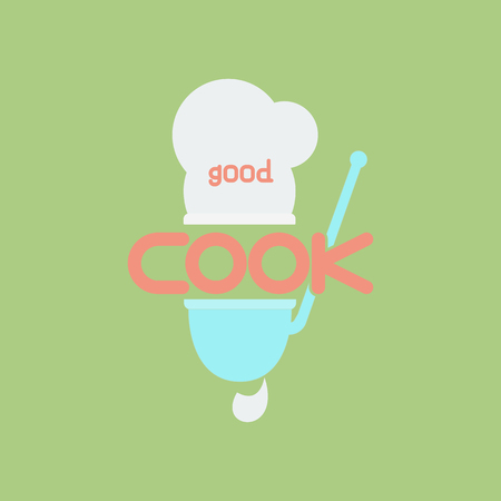 Icon good cook, a good cook logo, emblem of the line chef.のイラスト素材